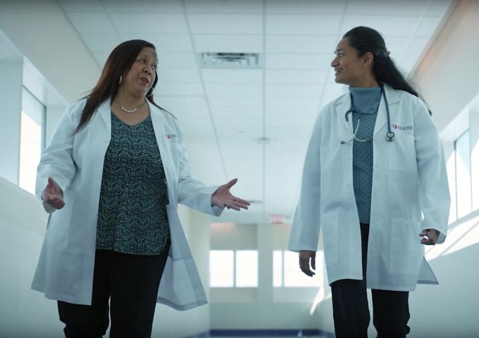 A scene from USA Health's new anthem video